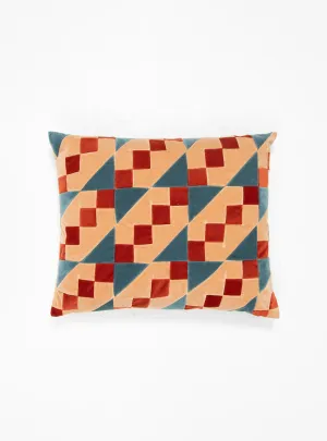 Addison Cushion Beige, Red & Blue