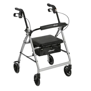 Drive Medical r726sl Walker Rollator with 6" Wheels, Fold Up Removable Back Support and Padded Seat, Silver