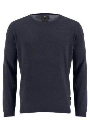 FYNCH HATTON® Merino Crew Jumper/Navy - New AW22